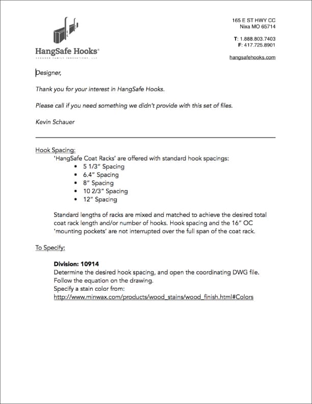 HangSafe Hooks drawing instructions document