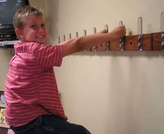 Founder son Kyle gives hangsafe hooks rack durability demo